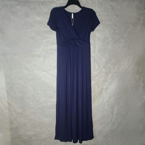 PinkBlush Navy Draped Maternity/Nursing Maxi Dress Elegance With Practicality